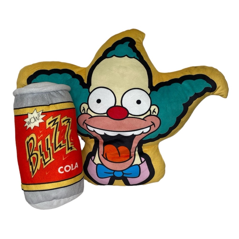Simpsons Universal Studios Krusty Clown Pillow & Buzz Cola Plush (A2)